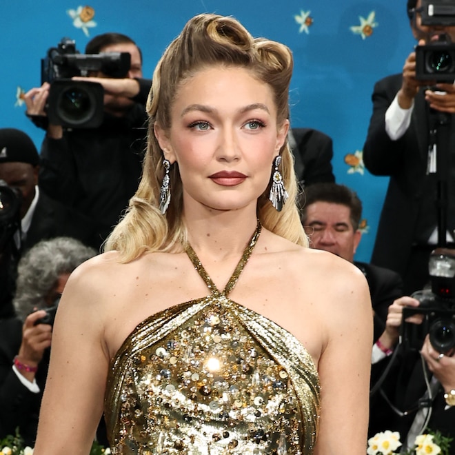 Gigi Hadid arrives at Met Gala 2025 red carpet